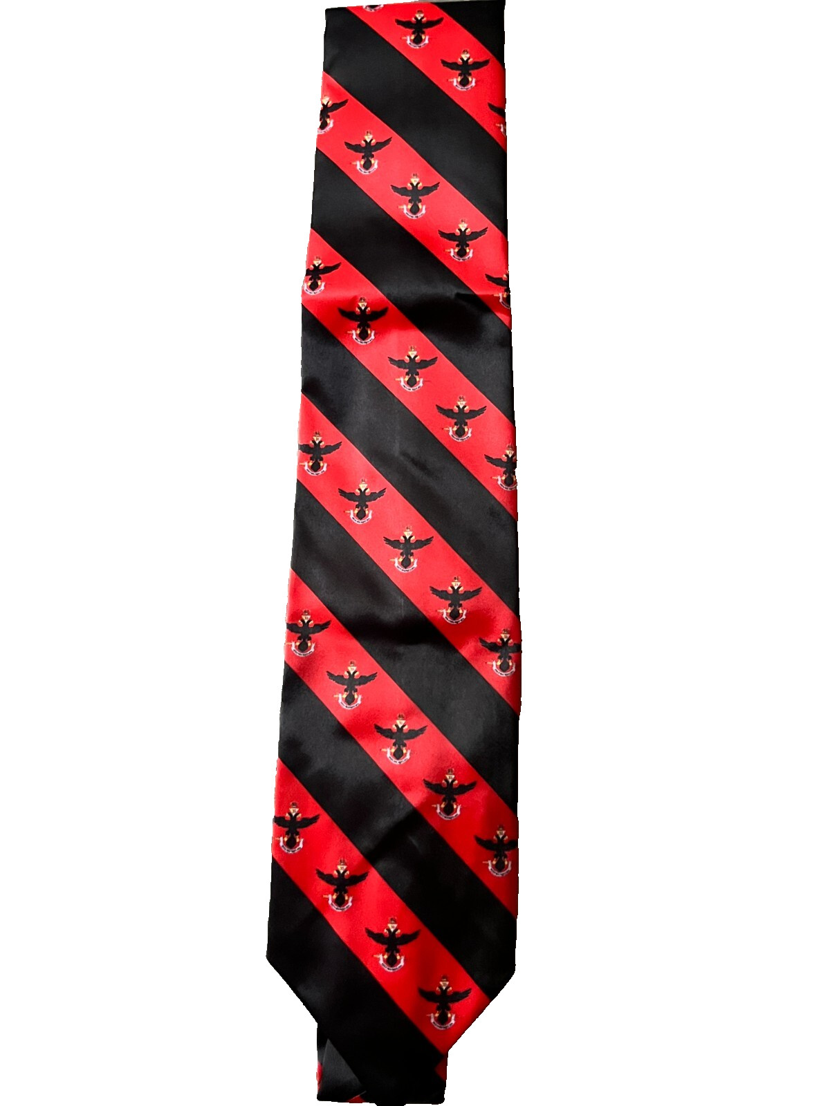 Scottish Rites 33rd Degree Masonic Red Necktie Eagle Black Stripe Wings Up NEW!