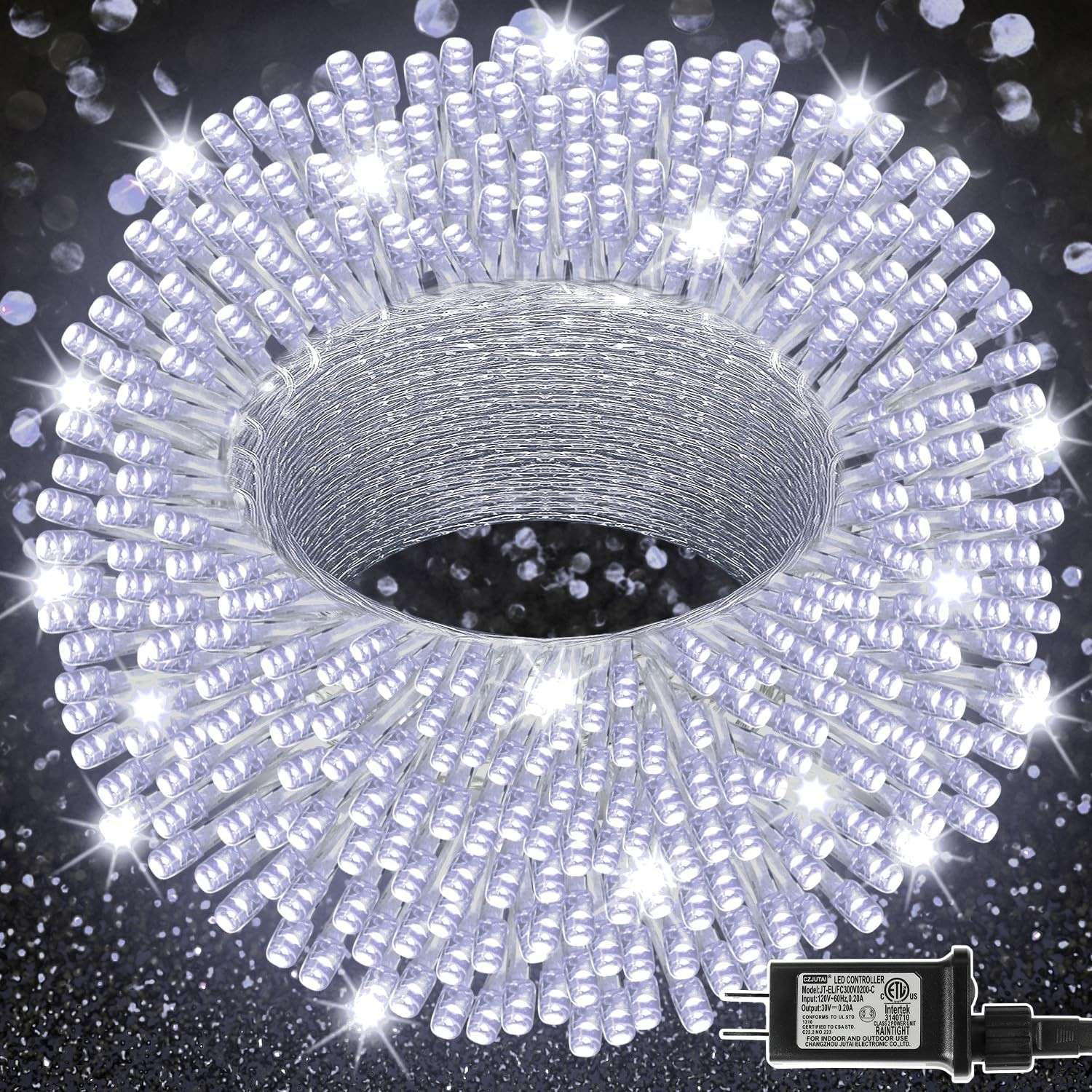 LJLNION 300 LED String Lights Outdoor 4 inches x 5 x 3 inches, White