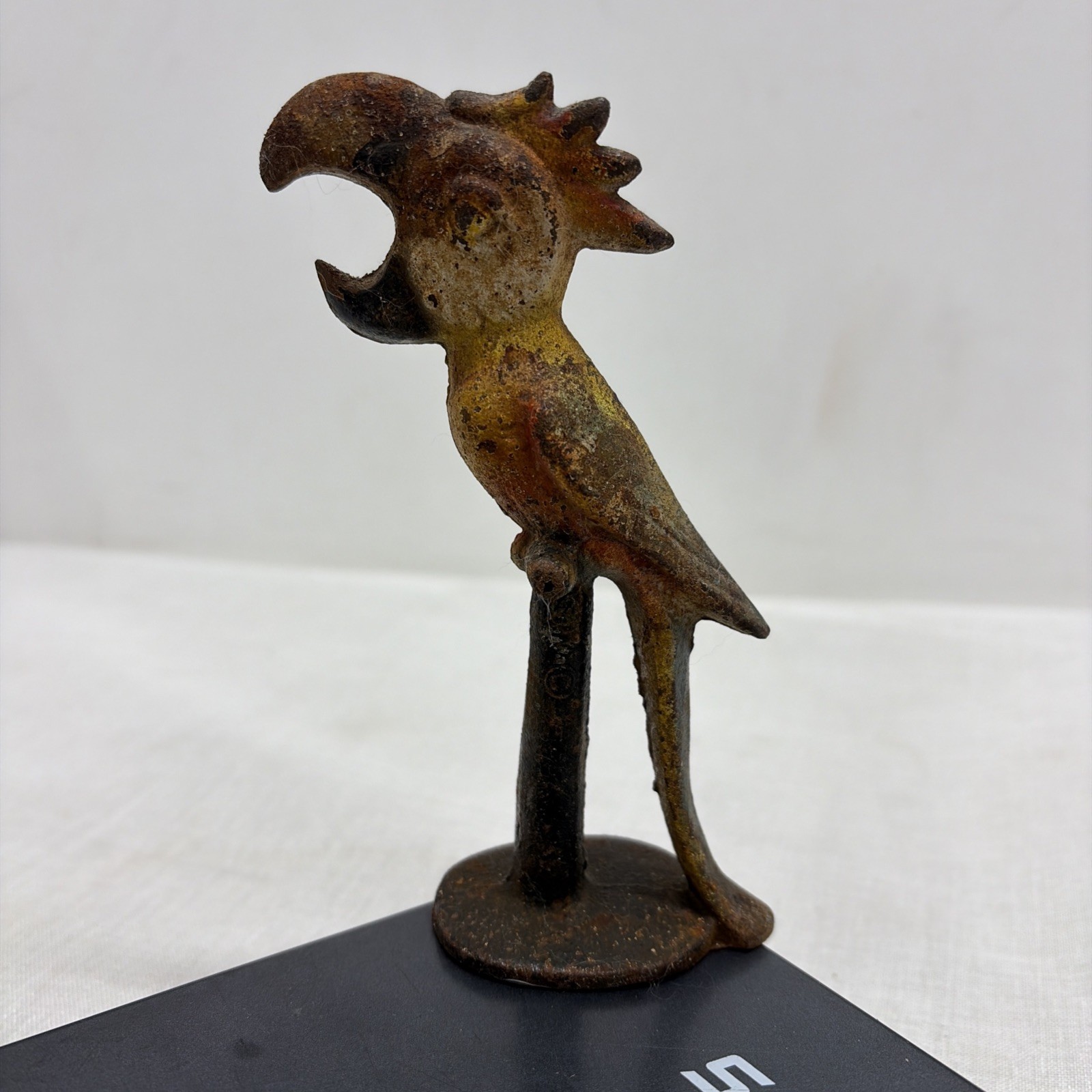 Vintage John Wright Cast Iron Parrot Macaw Perched Bottle Opener