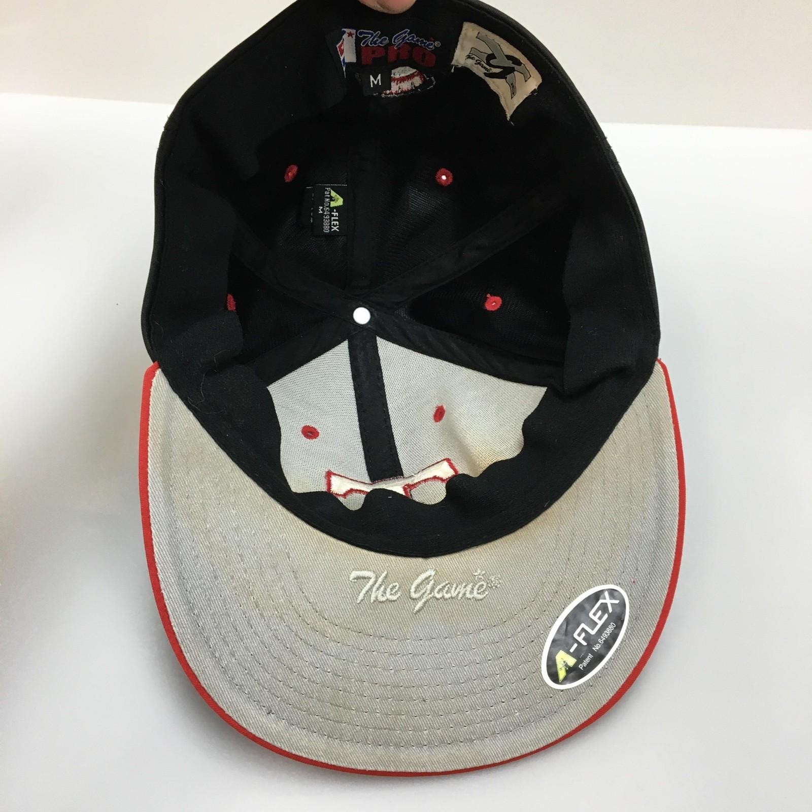 Tracy Trojans Hat Cap Fitted Mens Medium Black Red MILB Baseball Flex Game Pro