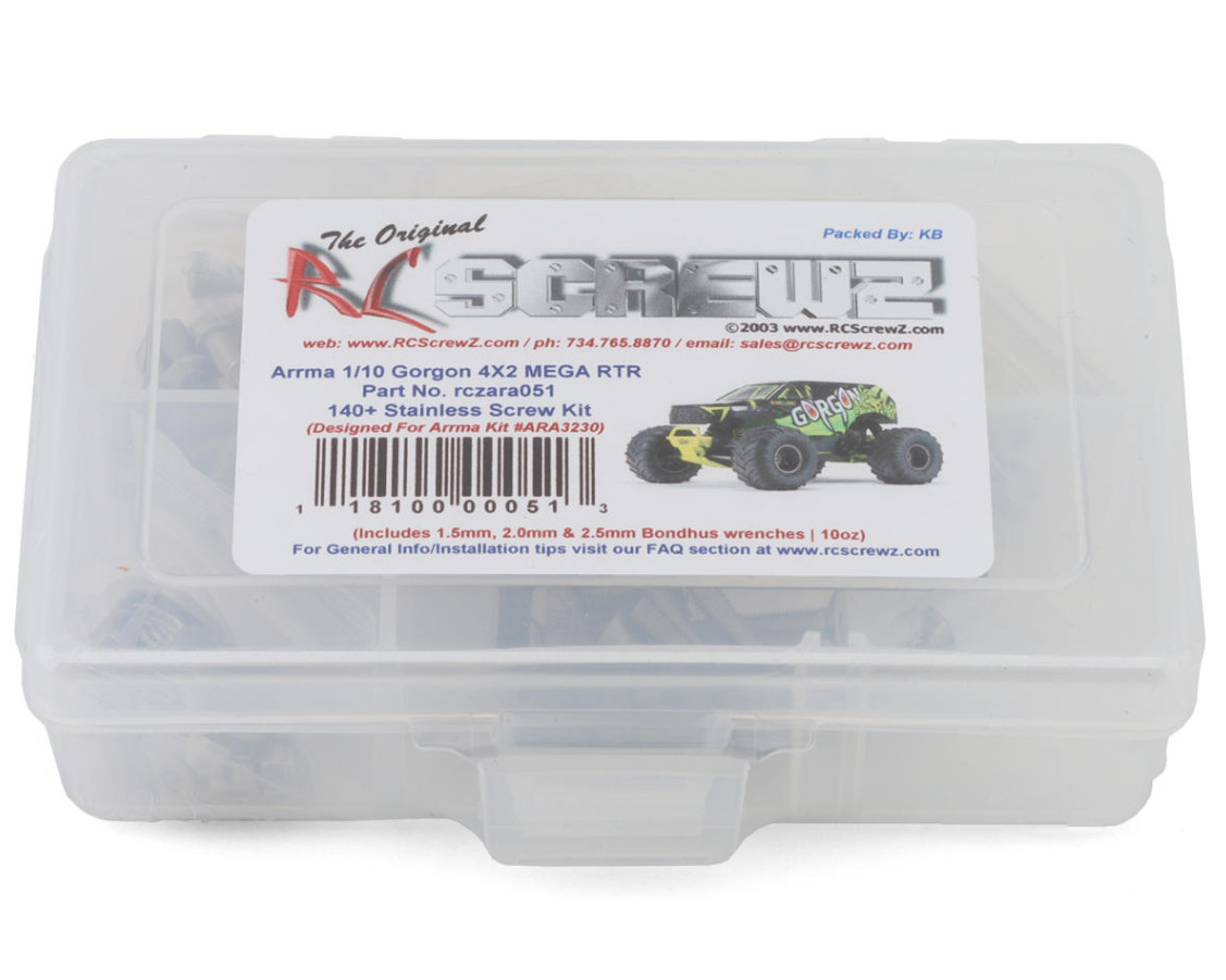 Arrma Gorgon 4x2 MEGA 1/10 Monster Truck Stainless Steel Screw Kit (RCZARA051)