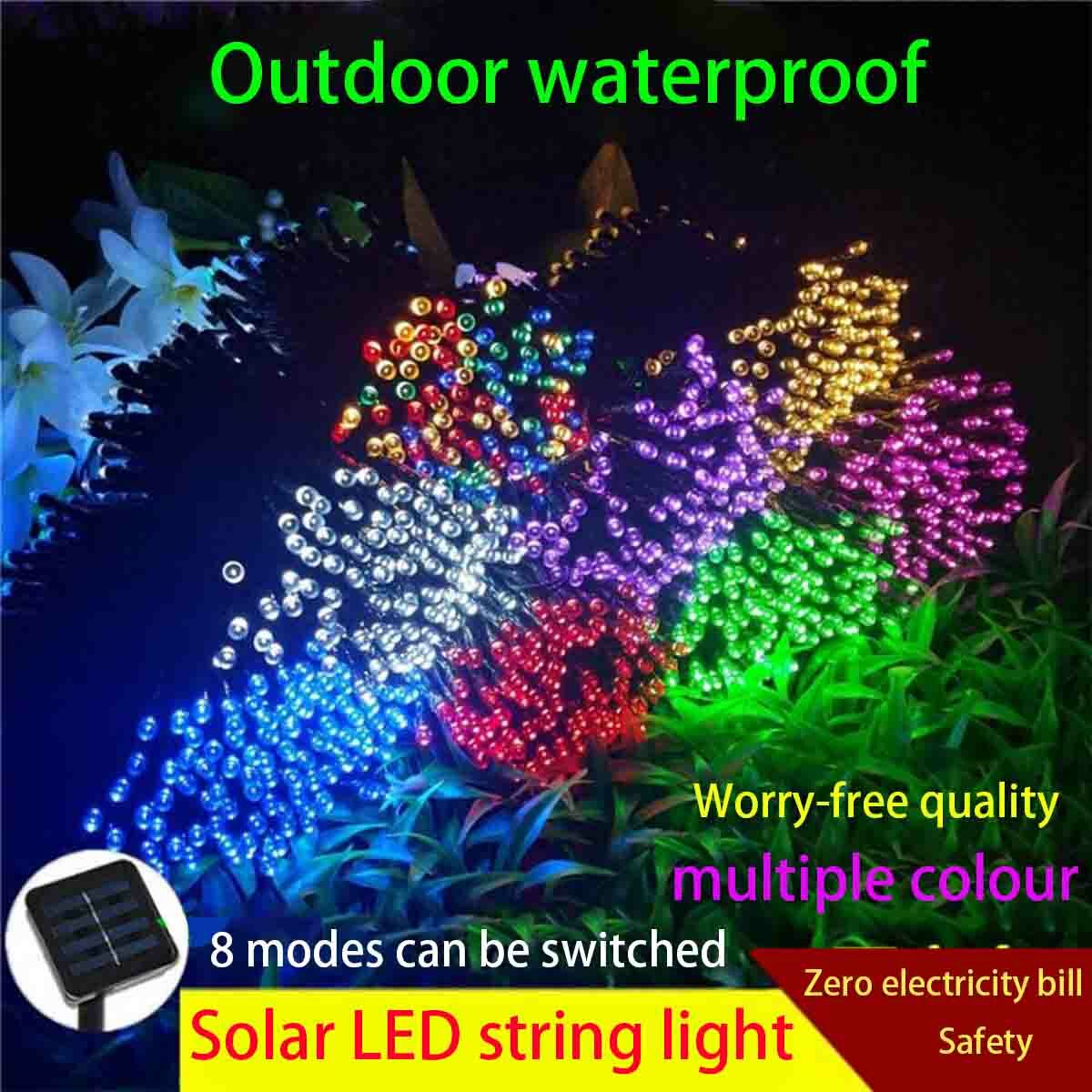 39FT 100 LED Solar Fairy String Lights Outdoor Waterproof Garden Yard Decor Lamp