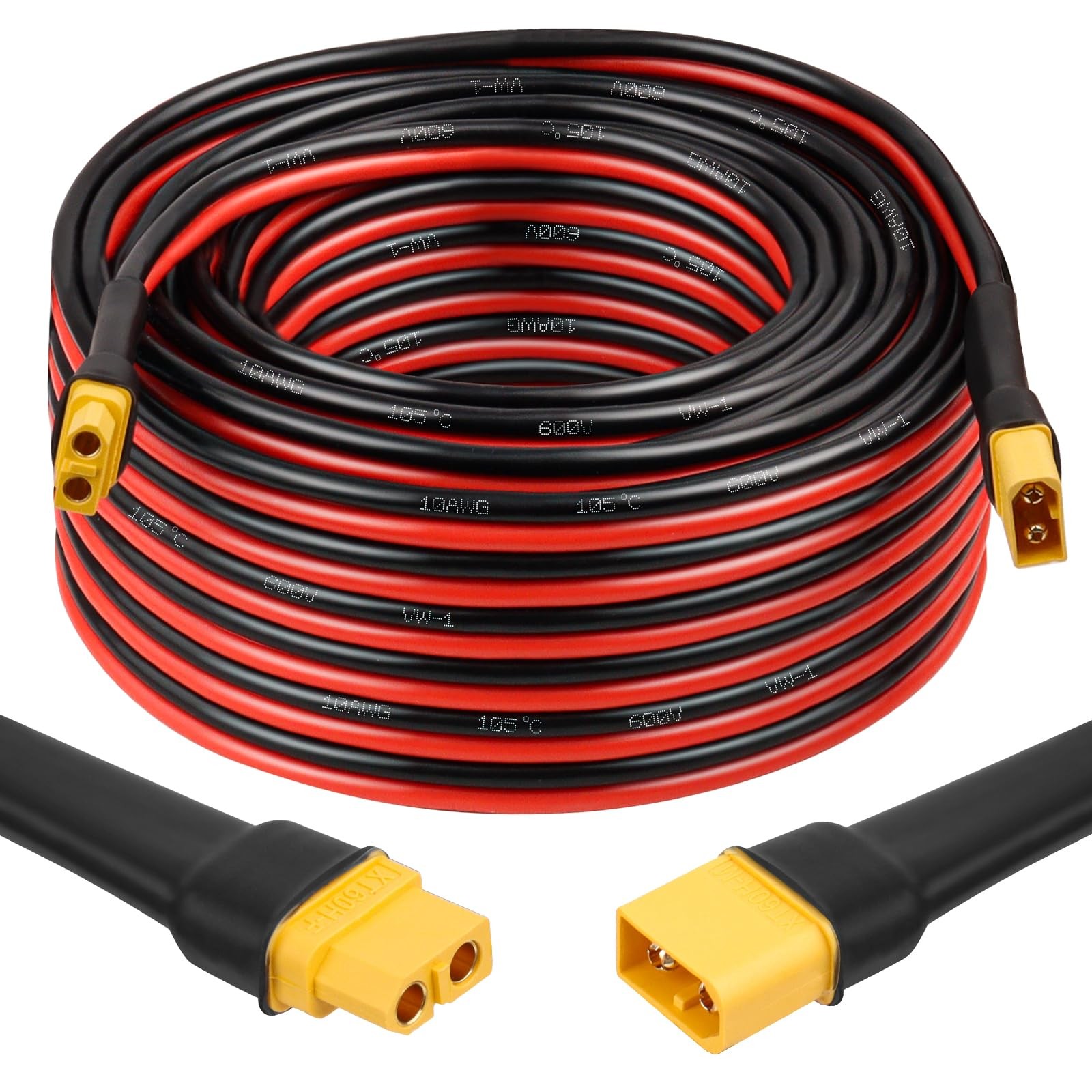 MOOKEERF XT60 Cable 10AWG 50FT XT60 to XT60 Male Female for Portable Power