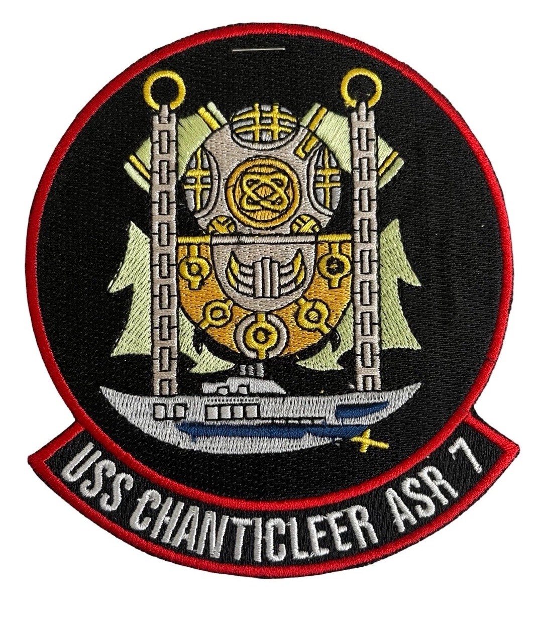 US Navy USS Chanticleer ASR-7 Ship Embroidered Patch ( 4 1/4" Wide x 5" High )