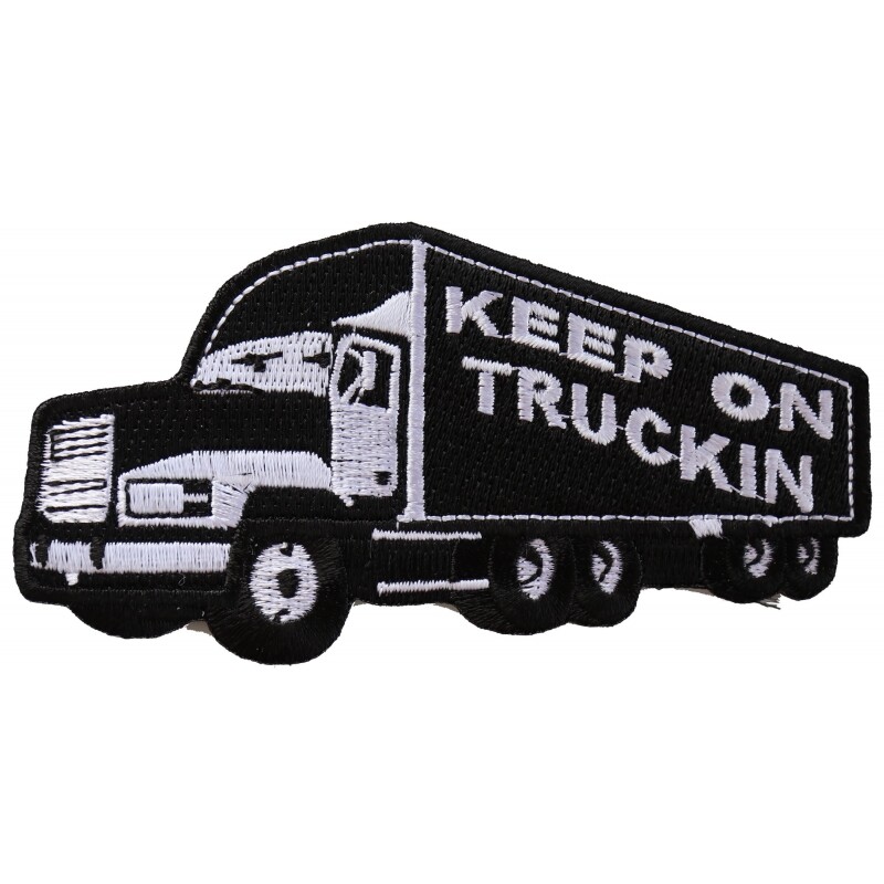 Embroidered Patch (Iron-On), Keep On Trucking (Tractor Trailer Trucker), 4" x 2"