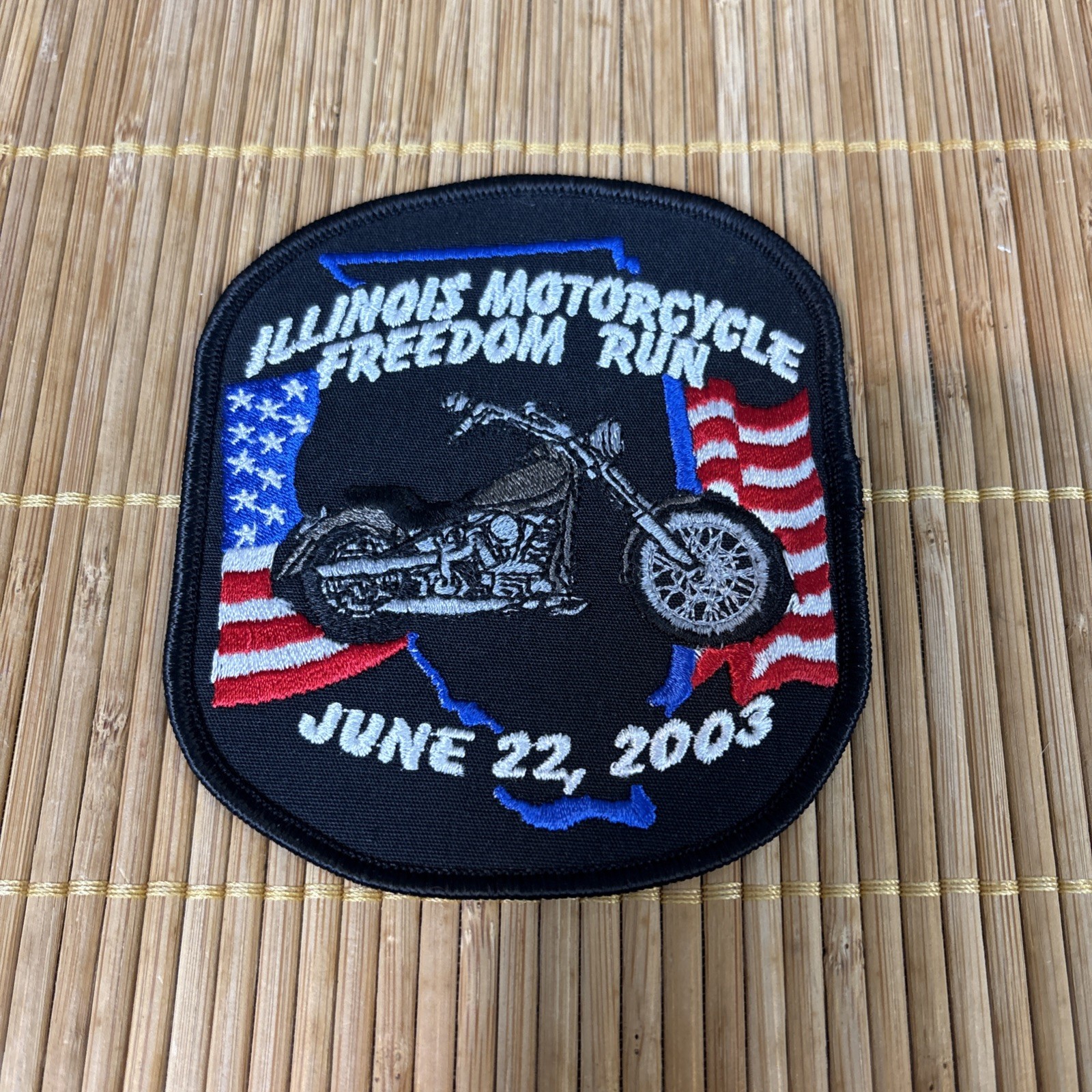 Vtg~Illinois Motorcycle Freedom Run Biker Patch American Flag 2003