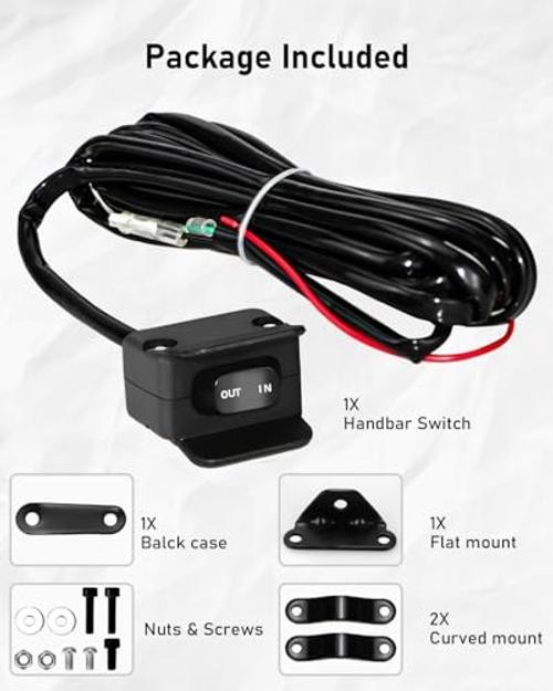 Belinous 12V ATV Winch Switch with Mounting Bracket, Handlebar Winch Black