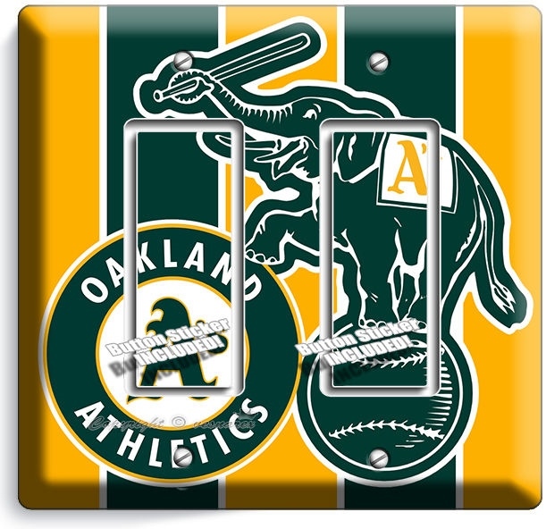AS OAKLAND ATHLETICS BASEBALL TEAM DOUBLE GFI LIGHT SWITCH WALL PLATE COVER ROOM