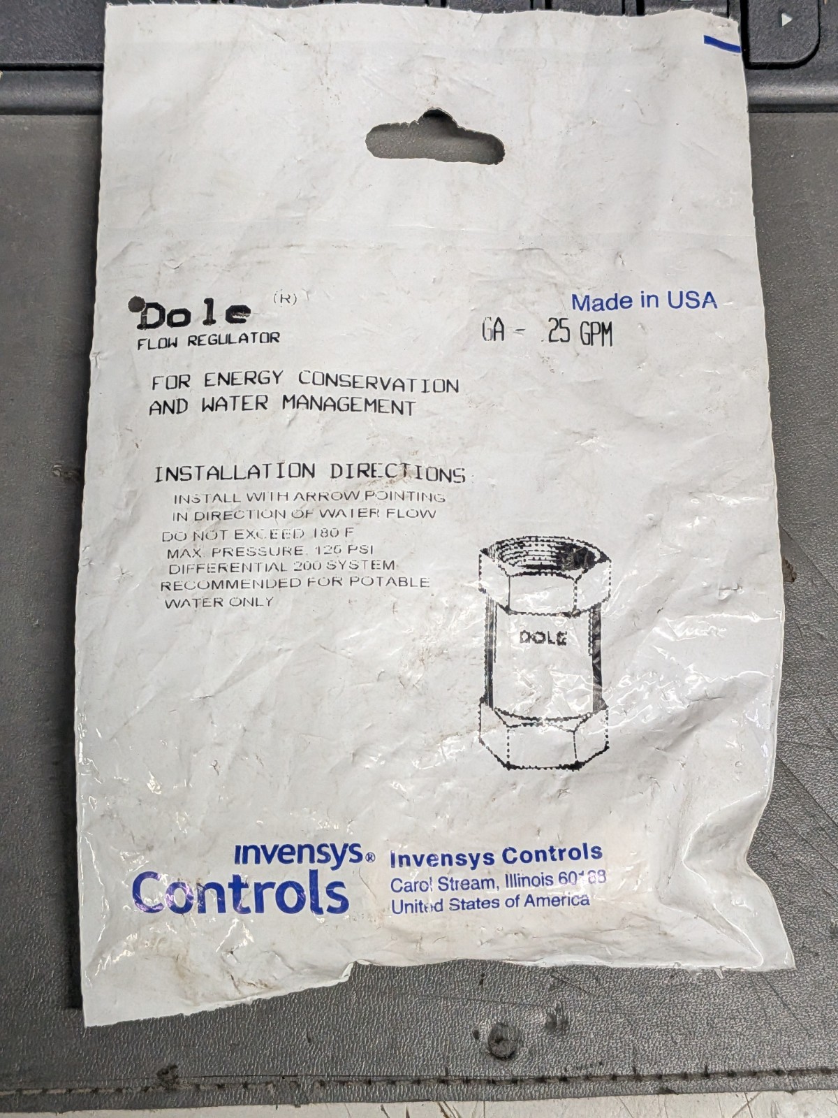 Dole Flow Regulator GA - .25 GPM