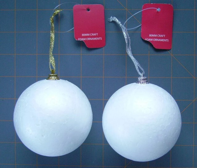 Lot of 2 80mm Polystyrene Foam Ornament Balls For Holiday CRAFTS School ETC NWT