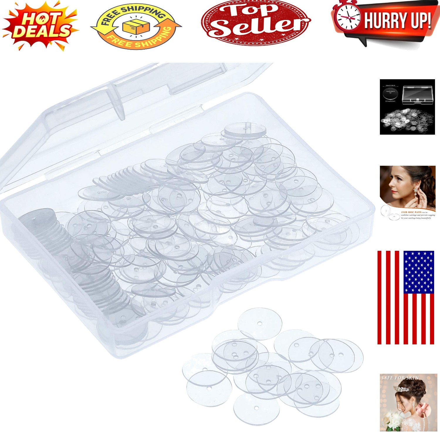200 Pcs Clear Earring Stabilizer Discs – Prevent Sagging & Stretching
