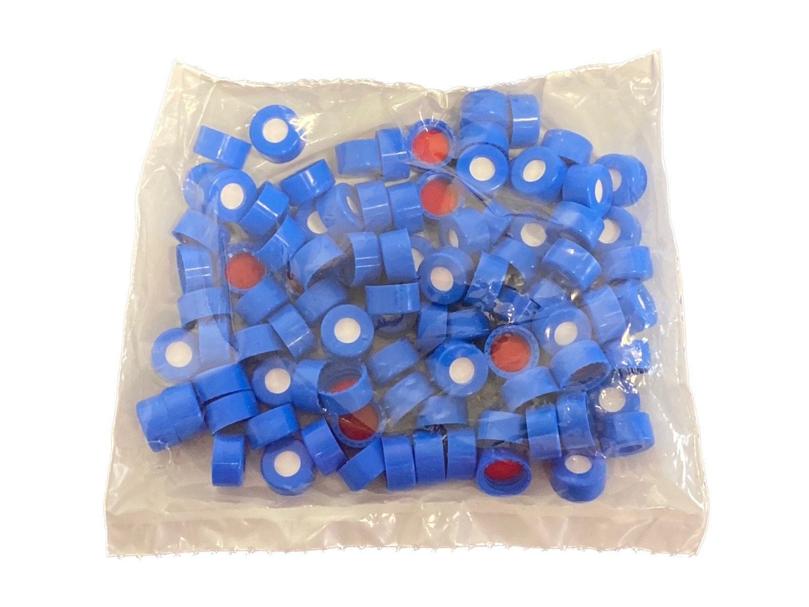 (100/Pk) Lab 9mm Blue Screw Cap with Septa 6mm Hole for Sampler Vials 5395-09RB