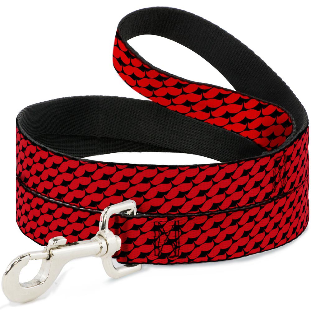 Dog Leash Mustache Monogram Black/Red