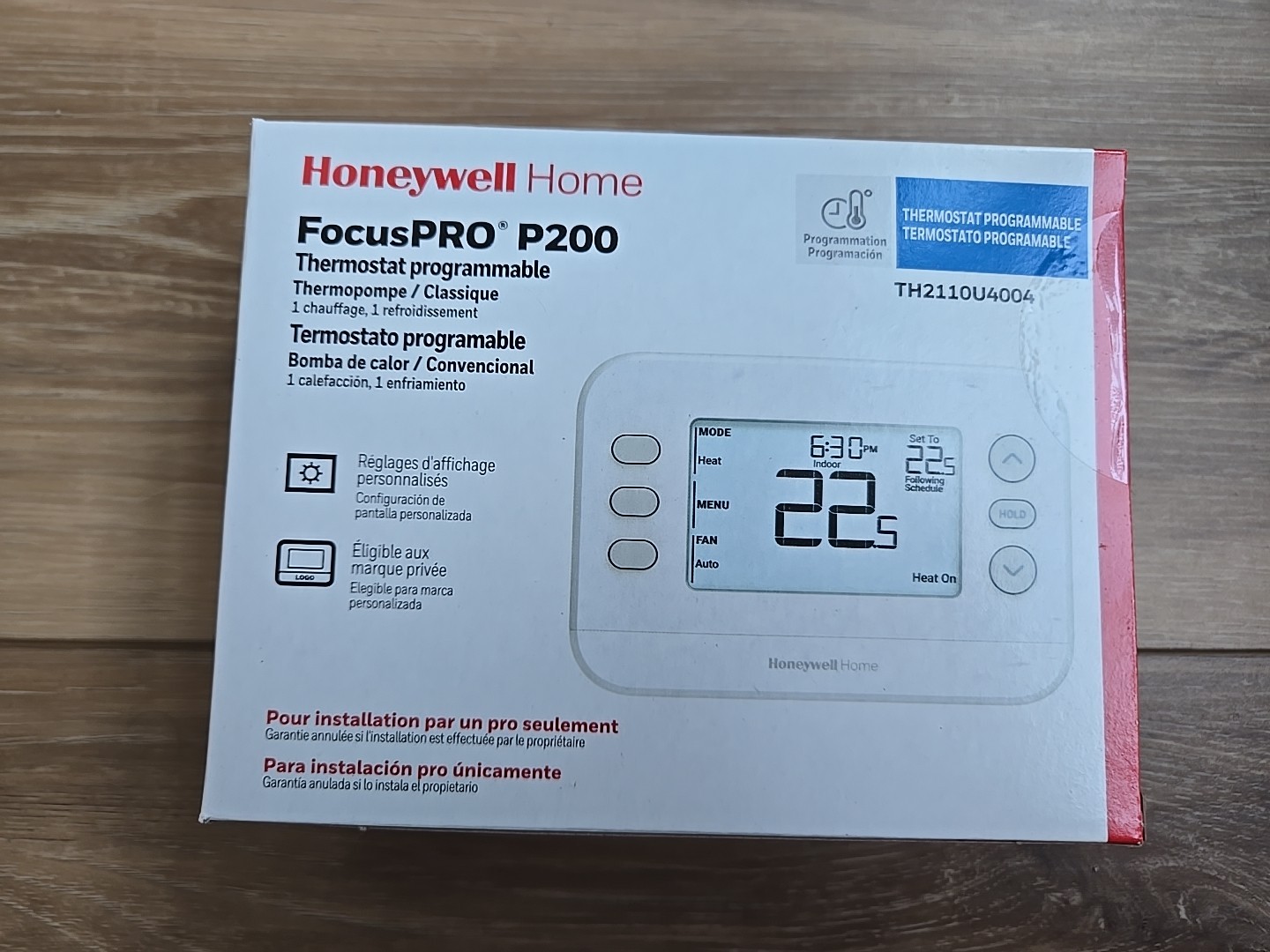 Honeywell Home TH2110U4004 FocusPRO P200 1H/1C Programmable Thermostat New