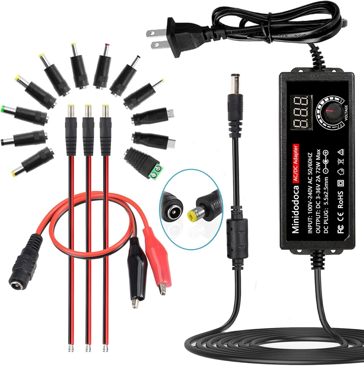 72W Power Supply Adjustable DC 3V ~ 36V Variable Universal Switching AC/DC Adapt