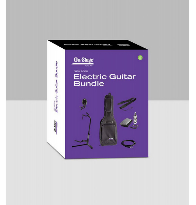 On-Stage GPK2000 Electric Guitar Bundle - Includes Case and Chromatic Tuner
