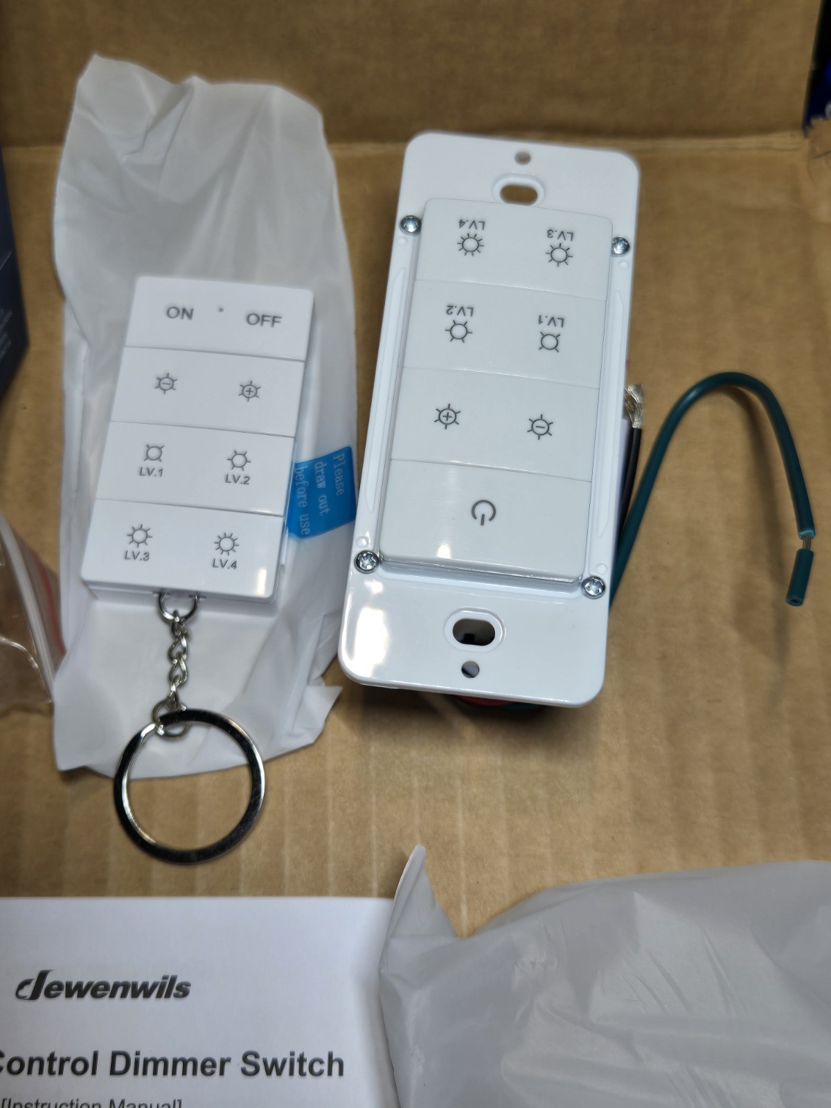 Dewenwils Wireless Switch Remote Control Dimmer open box HWRD01A