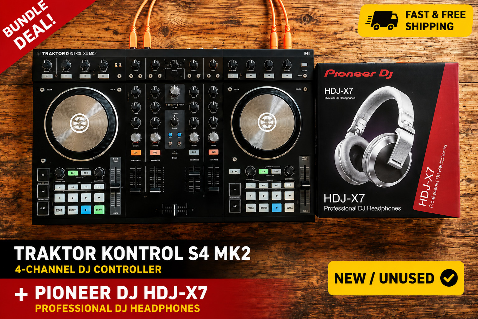 Native Instruments 23666 Traktor Kontrol S4 MK2 DJ Bundle + Pioneer HDJ-X7 New