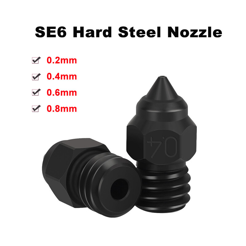 0.2/0.4/0.6/0.8mm Hard Steel Nozzle for CR6 SE/CR10/Ender 3/Ender5 3D Printer