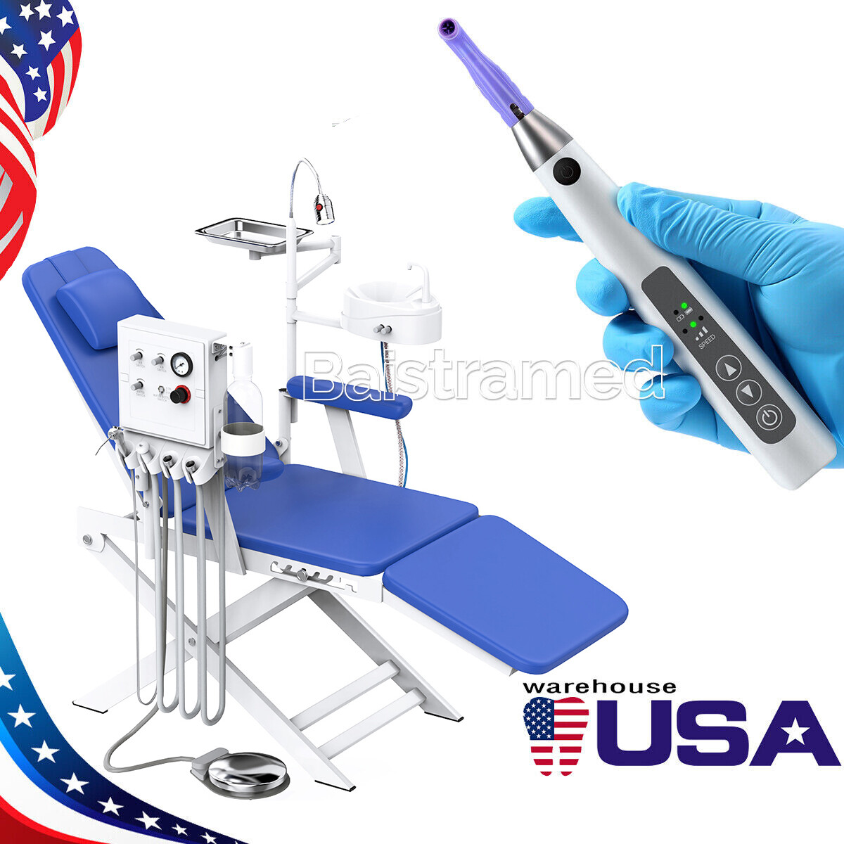 Dental Cordless Hygiene Prophy Handpiece+2 Prophy Angles /Portable Mobile Chair