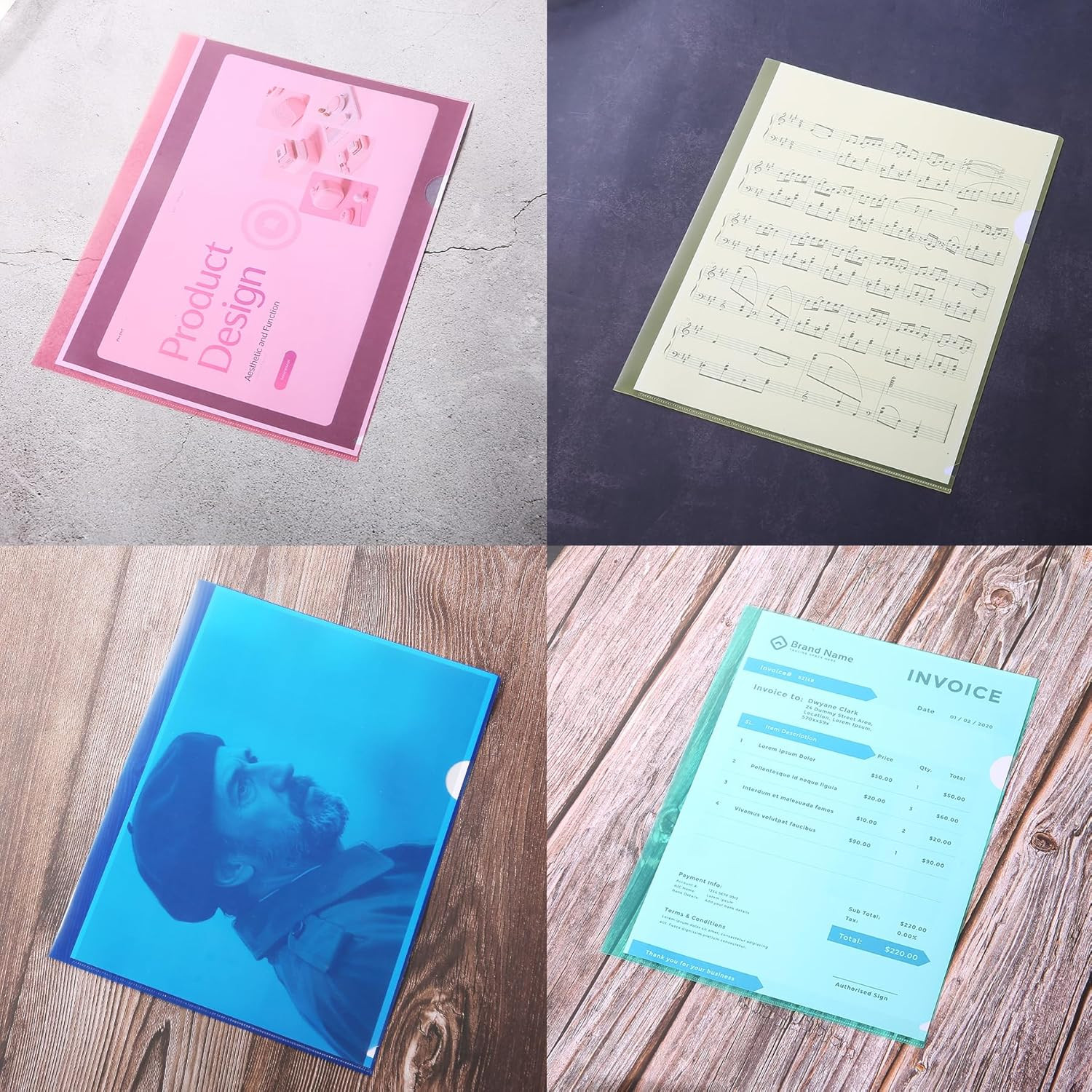 12 Pack Clear Document Folders, Plastic Transparent Folders Copy Safe Project Po