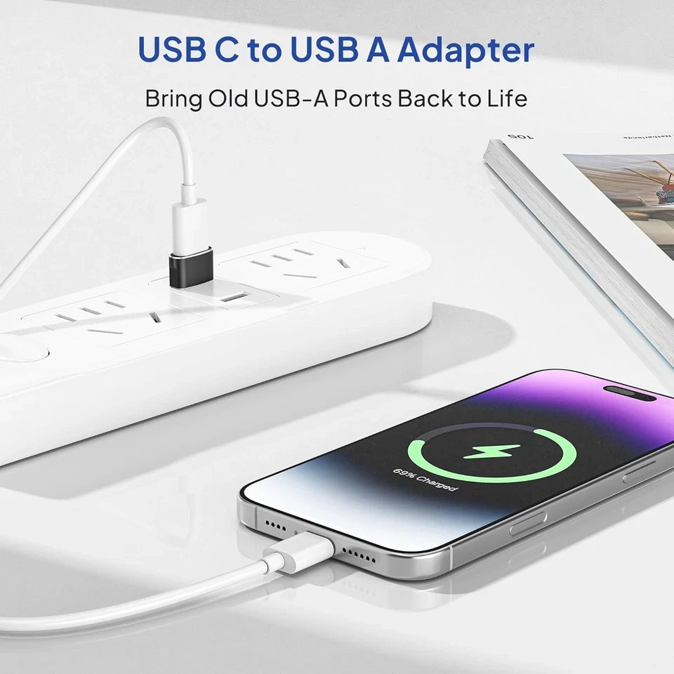 4 Pack USB to USB-C Adapter for iPhone 17/16 Pro Max 15 14 13 12, iPad, Galaxy