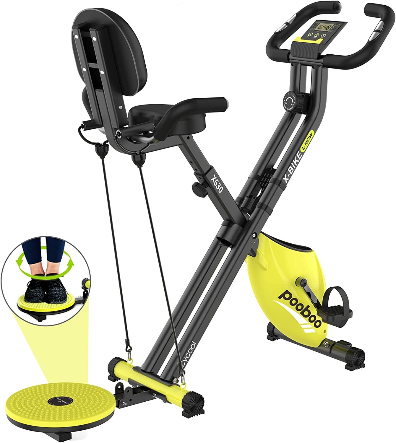 Home Upright Exercise Bike Magnetic Foldable Stationary Bike 3 in 1 Cycling Bike