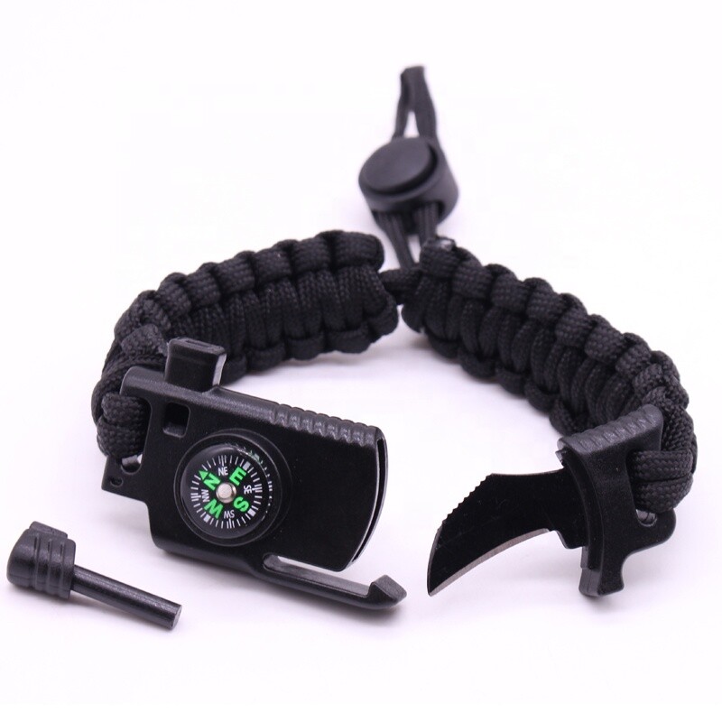 6 in 1 Adjustable Paracord Emergency Bracelet Fire Starter, Compass USA Shipper