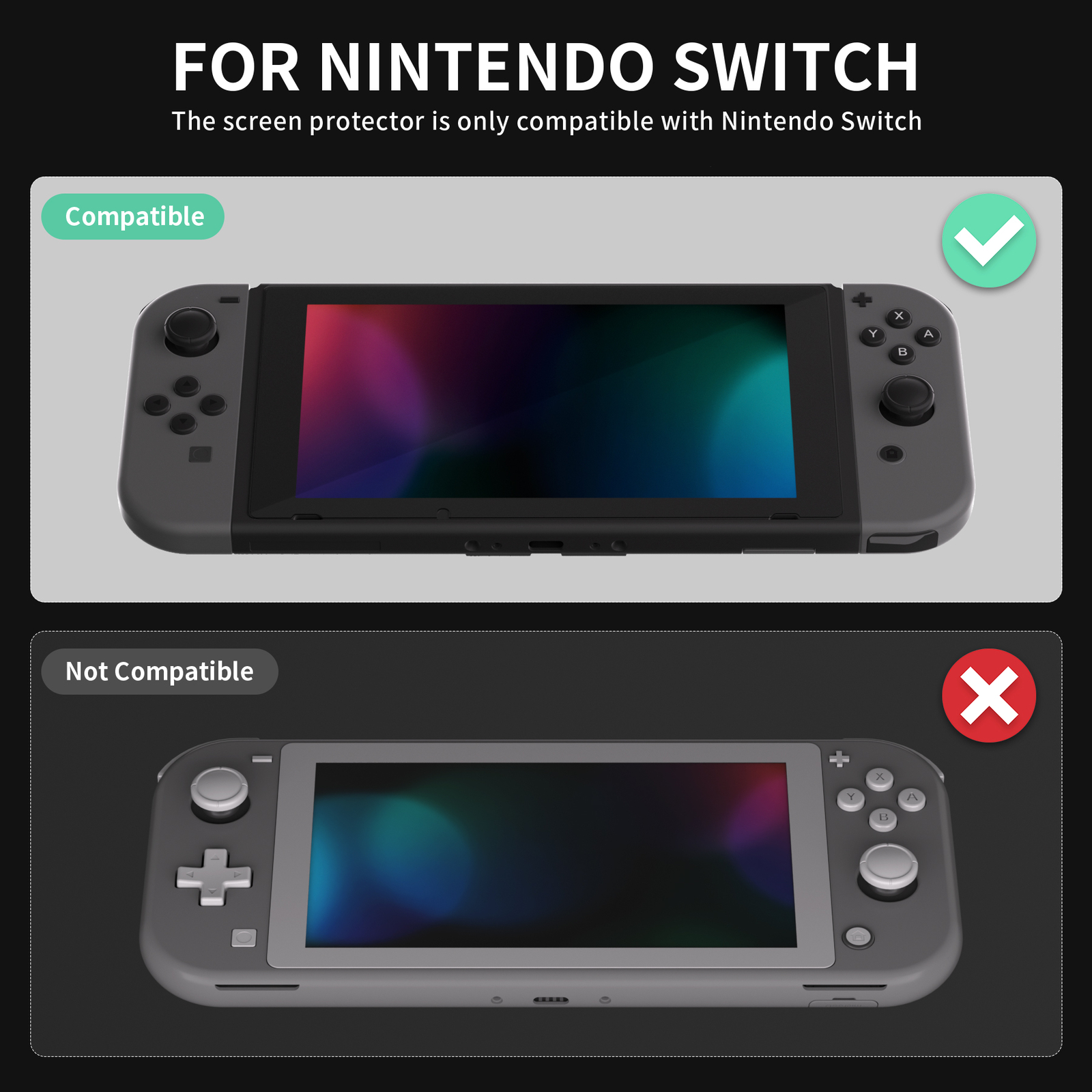 HD Clear Premium Tempered Glass Screen Protector for Nintendo Switch - 2 Pack