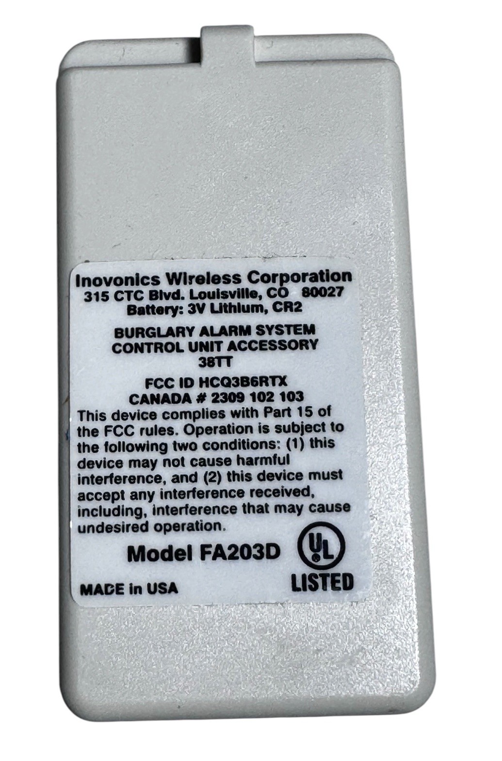 Inovonics FA203D Wireless Double Button Transmitter 900MHz New Open Box