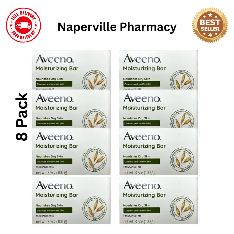 8 Pack  Aveeno Moisturizing Bar Nourishing Dry skin 3.5oz fragrance free (100g)