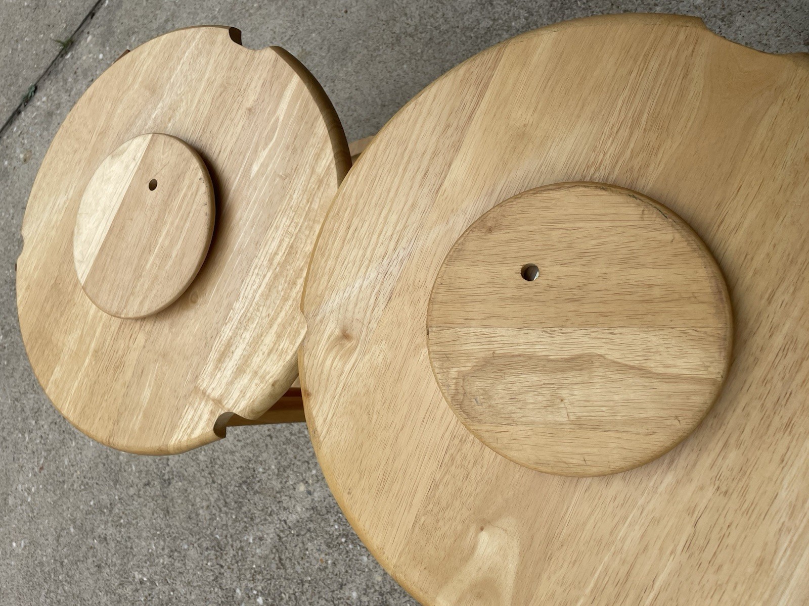 Pair Dansk MCM Danish Folding Round End Tables with Removable Trays