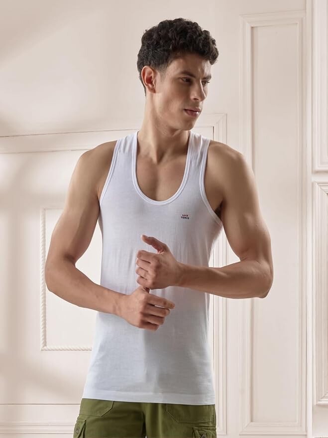 6 Pc LUX VENUS Men's Solid Vest Sleeveless Knitted Round neck 100% Cotton inner