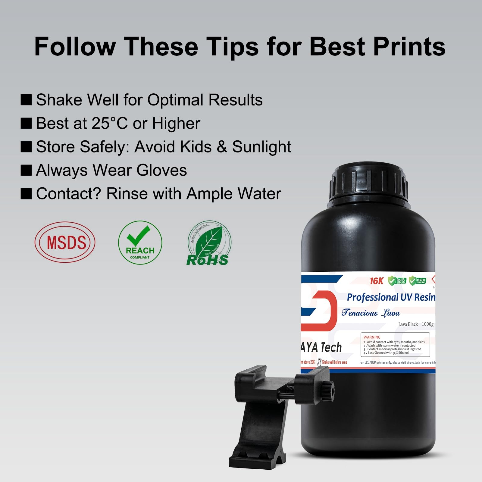 Siraya Tech Tenacious Lava Black Resin for 3D Printer - Professional Engineering