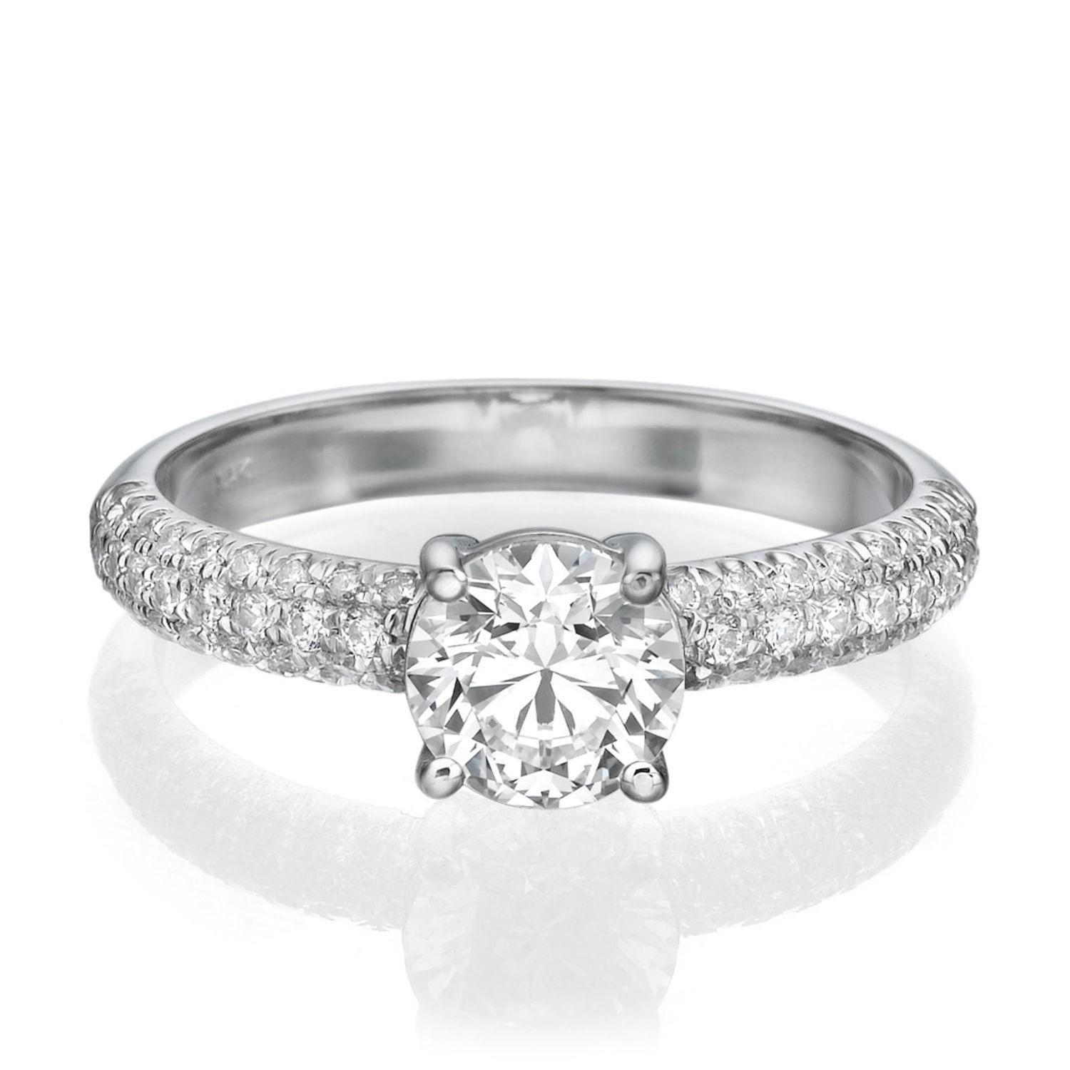 1.22 Ct Lab Grown Diamond Engagement Ring 18K White Gold Solitaire Size 6,7,8,9