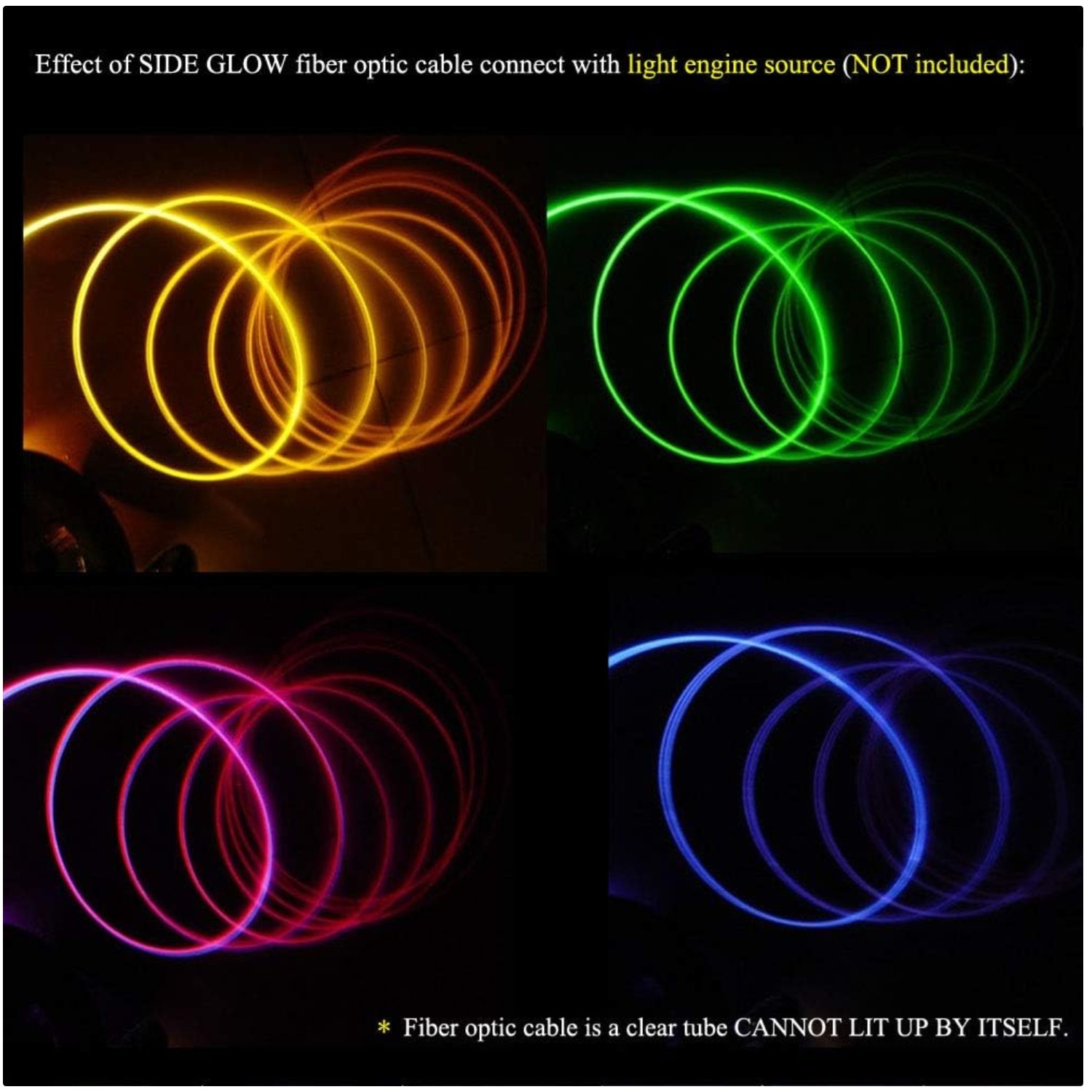 0.06in x 16.4ft PMMA Plastic Fiber Optic Cable, Waterproof