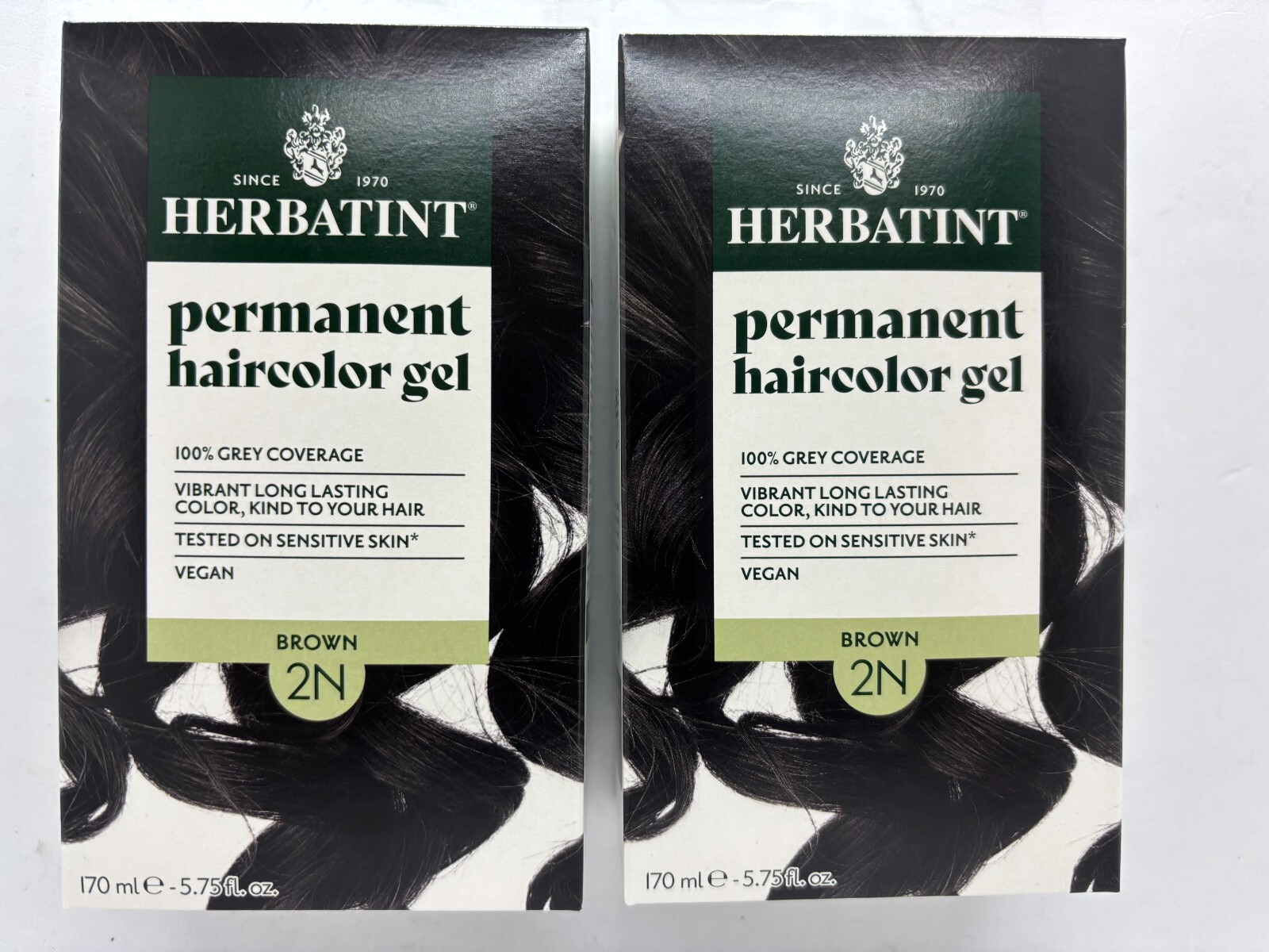Herbatint Permanent Herbal Hair Color Gel 2N Brown 4.56z (2-PACK) FREE SHIPPING!