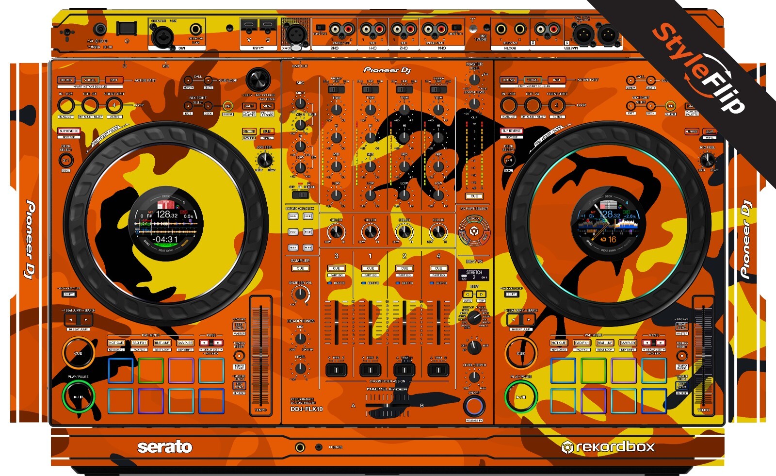 Pioneer DDJ-FLX10 Skin | Orange Camo | Protective Decal | StyleFlip Skins