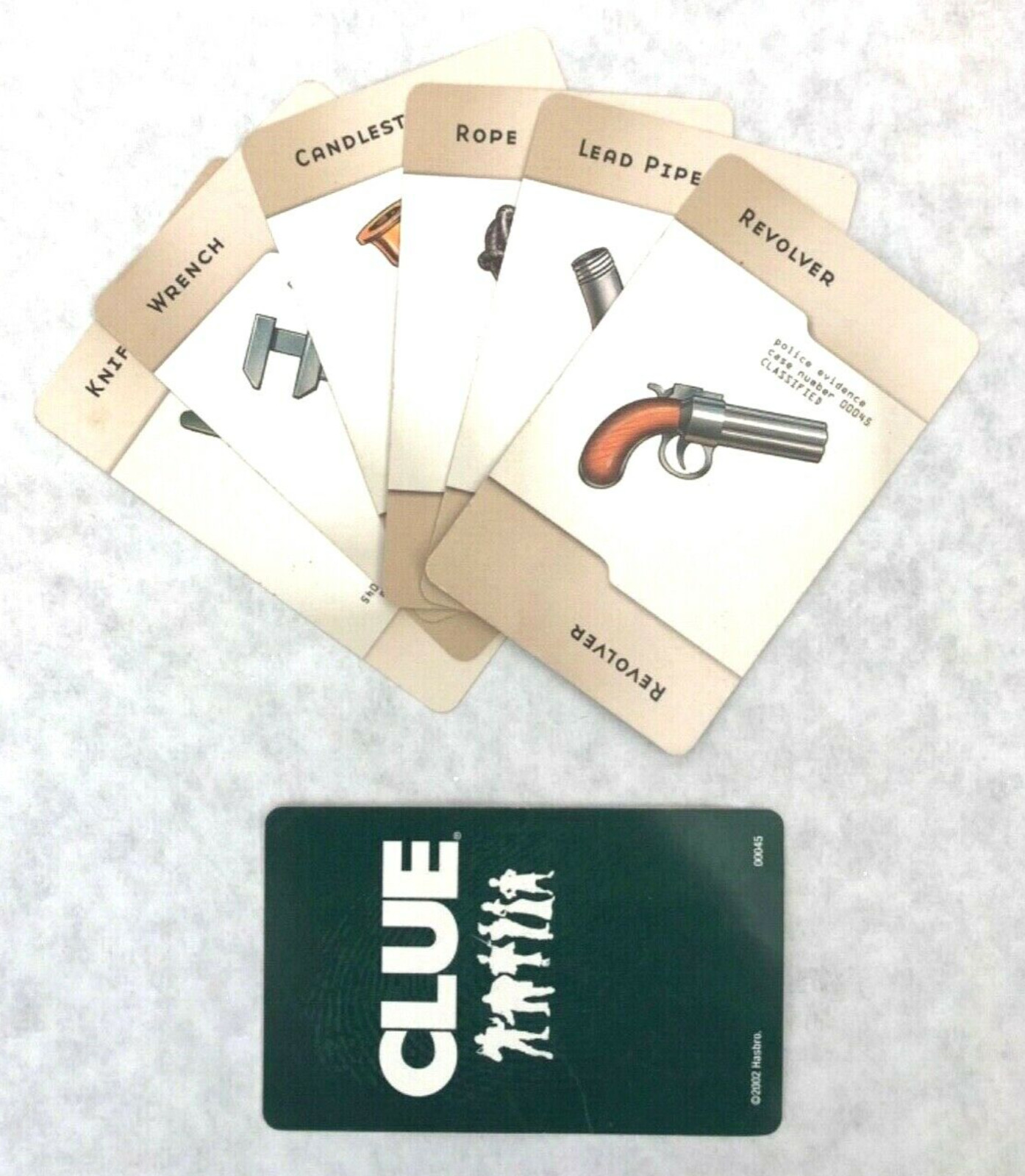 CLUE Game Weapon Cards Complete Set of 6 - 2002 to 2005 Replacement Parts