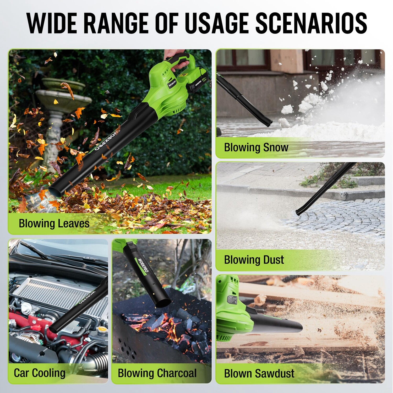 WORKPRO Cordless Leaf Blower, 20V Battery Powered 2-Speed Control Lightweight
