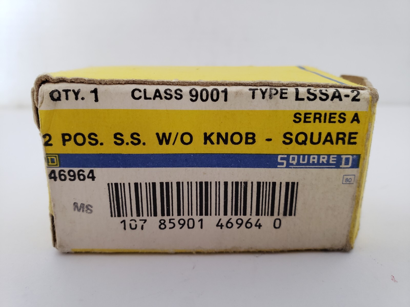 SQUARE D 9001-LSSA-2 SELECTOR SWITCH 2-POS S.S. W/O KNOB SERIES A (LOT 2) NIB