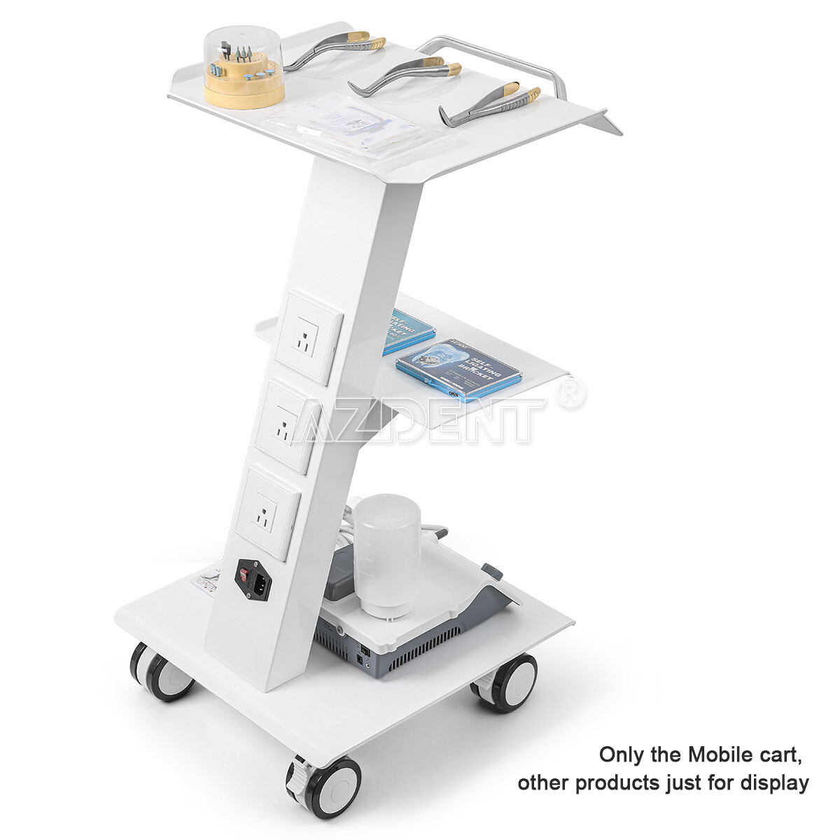 Dental Medical Mobile Trolley Cart Built-in Socket Cart 3 Layer Multi-Function