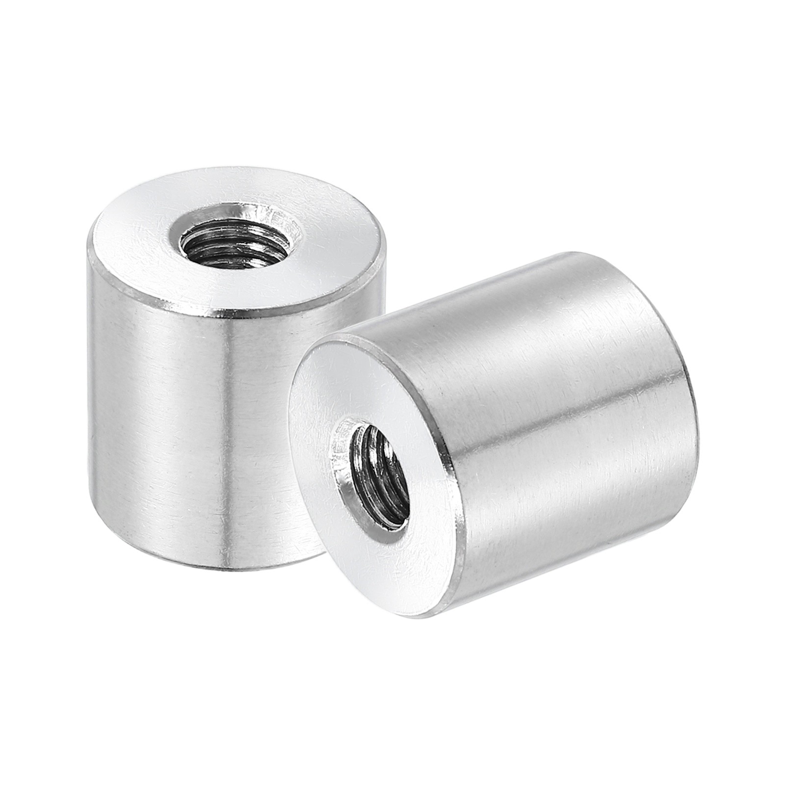 2Pcs 304 Stainless Steel M8x1.25mm Round Coupling Nuts, 0.79x0.79"(ODxH)