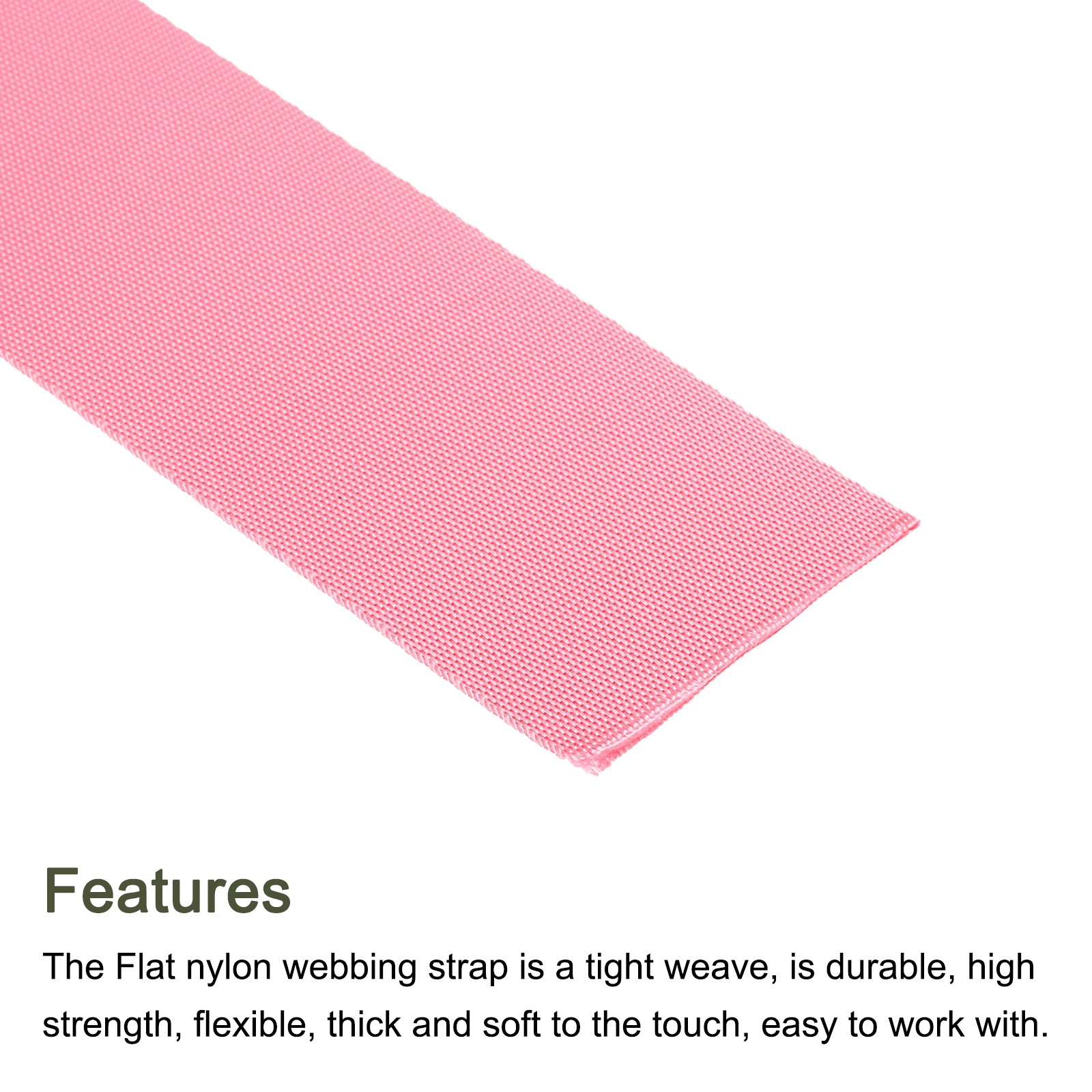 Flat Nylon Webbing Strap 2 Inch 5 Yards Cherry Pink for Backpack