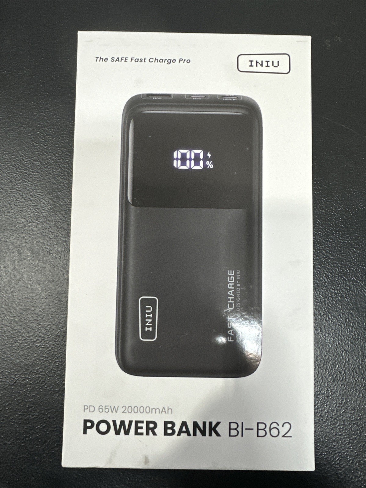 INIU Power Bank, 20000mAh 65W USB C Laptop Portable Classic Size, Black