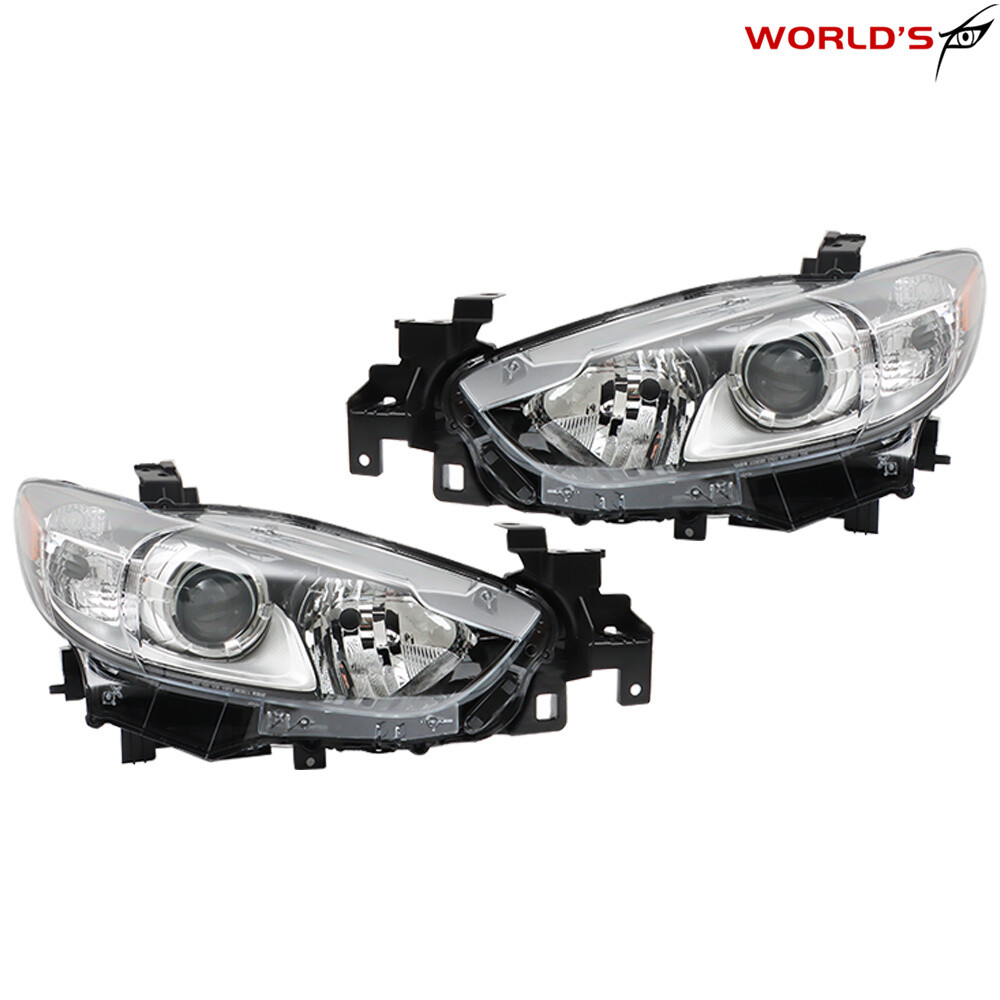 Right+Left Headlight For Mazda 6 2014 15 16 2017 Black Housing Projector Halogen