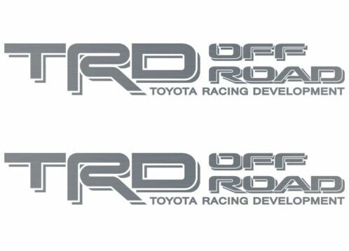 (2) TRD OFF ROAD Decals Stickers Silver Vinyl Toyota Tacoma Tundra 4x4 4Runner