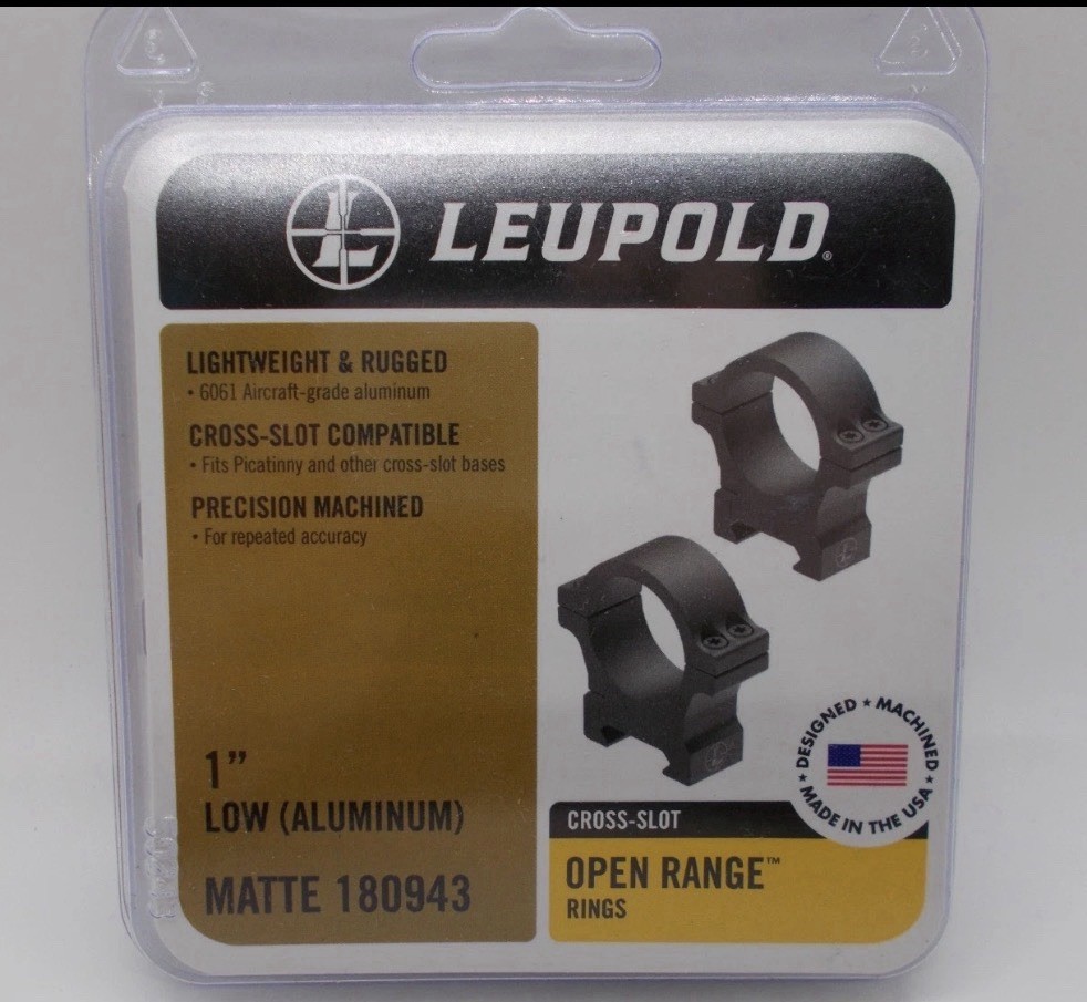 LEUPOLD Open Range Cross-Slot 1in Low Matte Black Scope Rings (180943)
