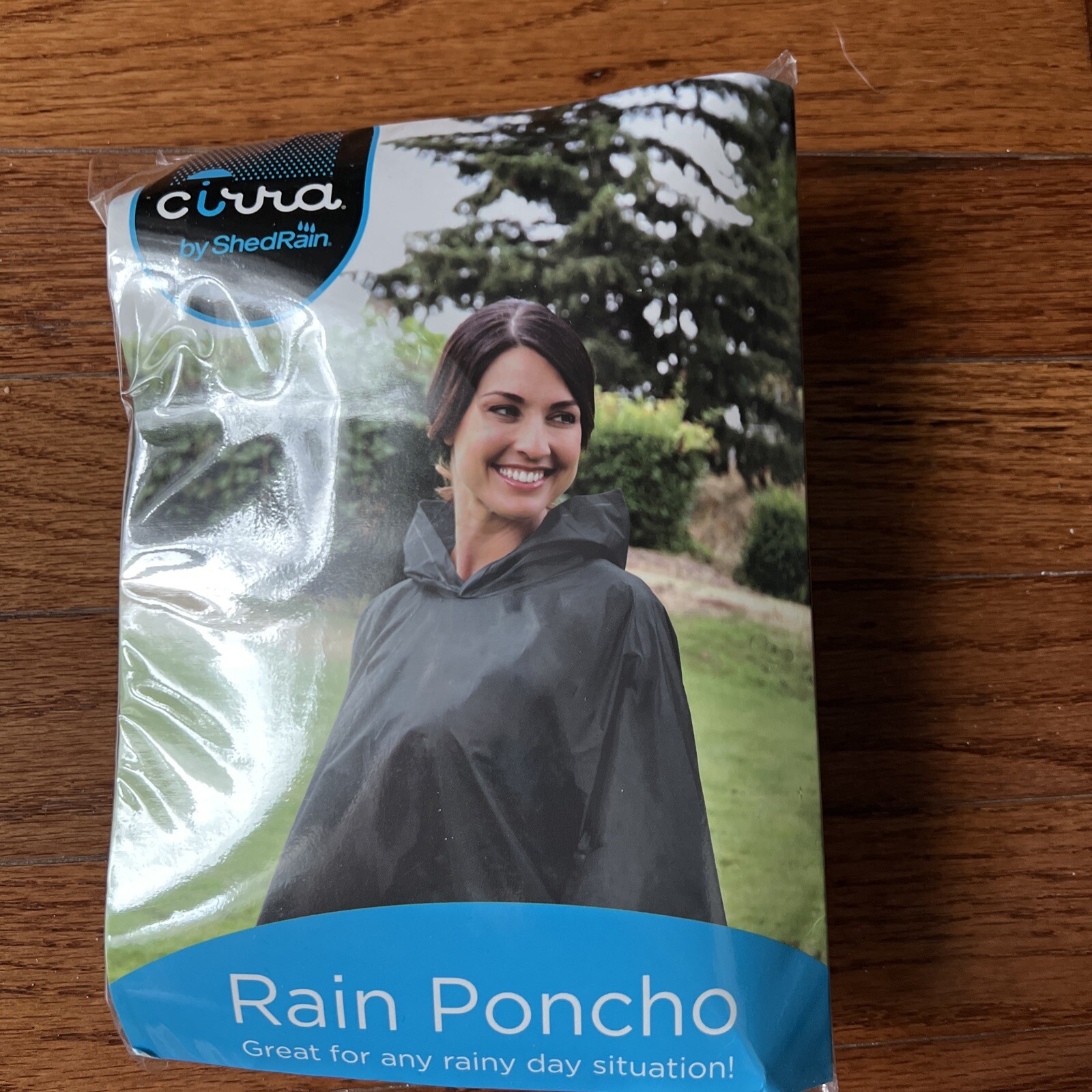 Cirra by ShedRain Hooded Rain Poncho  - Blue (One Size Fits All)