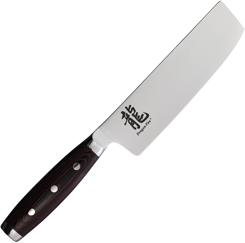 Dragon Apogee Nakiri Red Micarta BD1 Stainless Kitchen Knife 00823